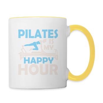 Pilates Is My Happy Hour Exercise Fitness - Contrasting Mug - white/yellow - Right