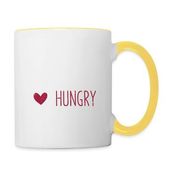 Single Taken Hungry Funny Love Valentine's Day - Contrasting Mug - white/yellow - Right