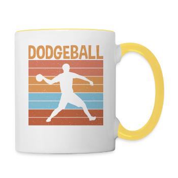 Joueur de ballon chasseur rétro canard, plongeon, plongée - Mug contrasté - blanc/jaune - Droite
