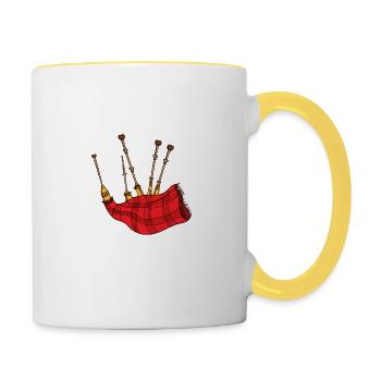 Professeur de cornemuse - Cours de distanciation sociale gratuits - Mug contrasté - blanc/jaune - Droite