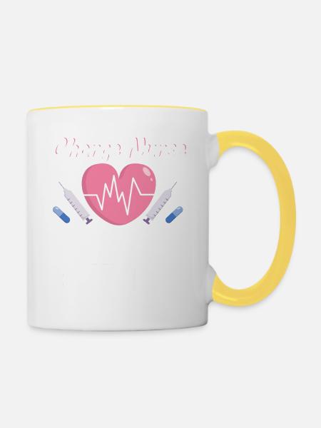 Charge Nurse Herzschlag Stethoskop Krankenpflege - Tasse zweifarbig - Weiß/Gelb