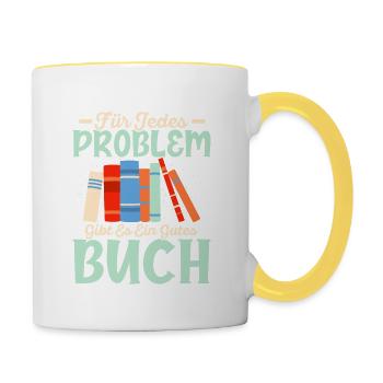 Für jedes Problem gibt es ein gutes Buch Lesen Lit - Tasse zweifarbig - Weiß/Gelb - Rechts