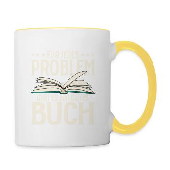 Für jedes Problem gibt es ein gutes Buch Literatur - Tasse zweifarbig - Weiß/Gelb - Rechts