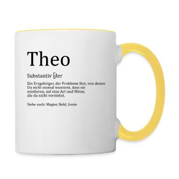 Erzgebirge Theo - Tasse zweifarbig - Weiß/Gelb - Rechts