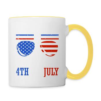 Alles Ist Besser Am 4. Juli, Dem - Tasse zweifarbig - Weiß/Gelb - Rechts