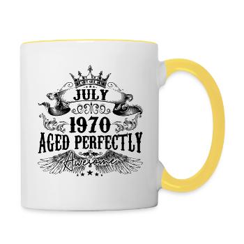 1970| Juli Aged Perfectly 1970 Geburtstagsgeschenk - Tasse zweifarbig - Weiß/Gelb - Rechts