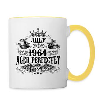 1964 | Juli Aged Perfectly 1964 Geburtstagsgeschenk - Tasse zweifarbig - Weiß/Gelb - Rechts