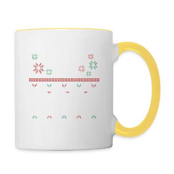 Marathon Läufer Ugly Christmas Sweater Weihnachten - Tasse zweifarbig - Weiß/Gelb - Rechts