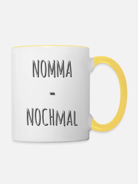 Nomma = Nochmal - Tasse zweifarbig - Weiß/Gelb