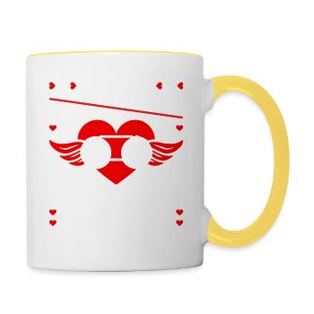 V is for Video Games Valentines Day Mobile Stick - Contrasting Mug - white/yellow - Right