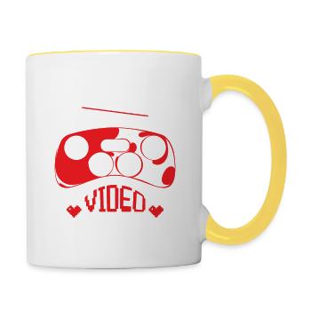V is for Video Games No Valentines Happy Drive Gam - Contrasting Mug - white/yellow - Right