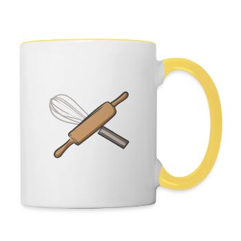 Whisk Taker Baker Funny Baking Baking Bakery - Mug contrasté - blanc/jaune - Droite