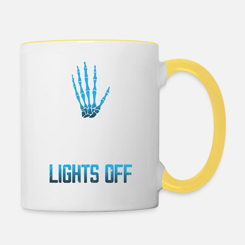 Les techniciens Rad le font avec les lumières éteintes Rad Tech - Mug contrasté - blanc/jaune