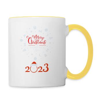 Merry Christmas and happy New Year 2023 - Mug contrasté - blanc/jaune - Droite