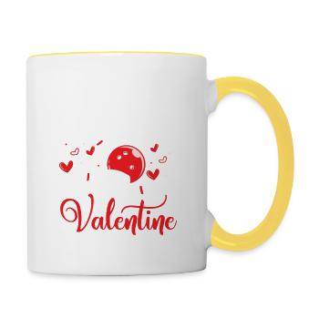 Bowling est mon joueur de l’équipe de la Saint-Valentin StrikeBowler - Mug contrasté - blanc/jaune - Droite