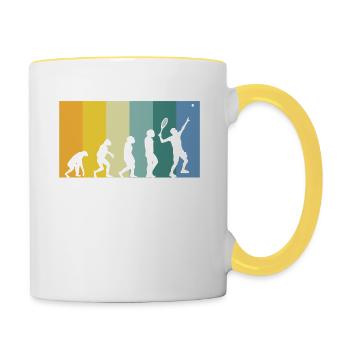 Evolution Tennis - Tennisspieler vintage Farben - Tasse zweifarbig - Weiß/Gelb - Rechts