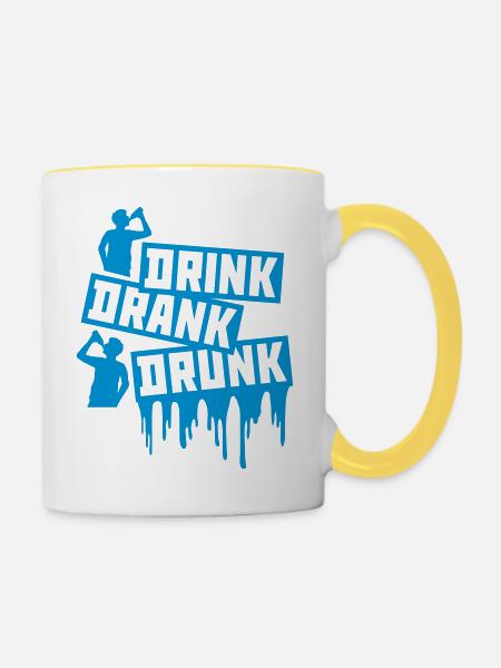 drink drank drunk Zitat - Tasse zweifarbig - Weiß/Gelb