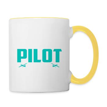Be Nice I May Be Your Pilot One Day Airline - Contrasting Mug - white/yellow - Right