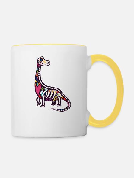 Brontosaurus - Tasse zweifarbig - Weiß/Gelb
