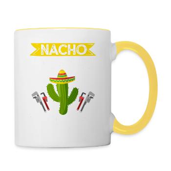 Cinco de Mayo Nacho Plombier moyen Kl - Mug contrasté - blanc/jaune - Droite