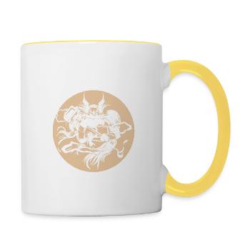 Der nordische Gott der Ungeduld Hammersbald Kriege - Tasse zweifarbig - Weiß/Gelb - Rechts
