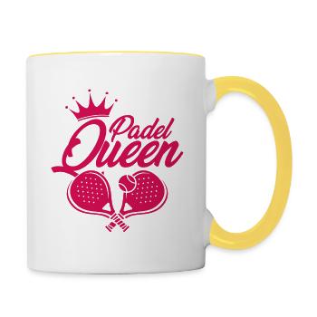 Femme Padel Queen Joueur De Padel Tennis Padeliste - Mug contrasté - blanc/jaune - Droite