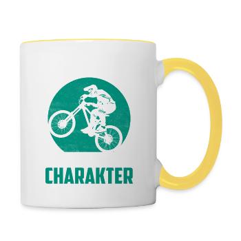 Gegenwind formt den Charakter Fahrrad Radsport - Tasse zweifarbig - Weiß/Gelb - Rechts