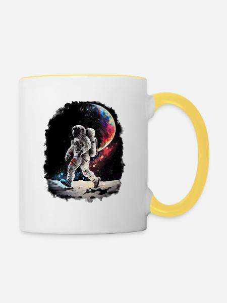 Astronaut Cosmonaut Sci-Fi character - Tasse zweifarbig - Weiß/Gelb