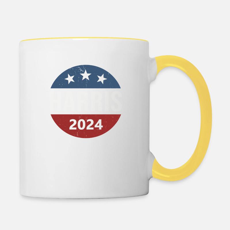 Kamala Harris 2024 - Tasse zweifarbig - Weiß/Gelb