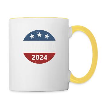 Kamala 2024 - Tasse zweifarbig - Weiß/Gelb - Rechts