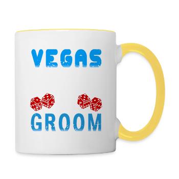 Retro Vintage Vegas Groom Bachelor Party T-Shirt - Mug contrasté - blanc/jaune - Droite