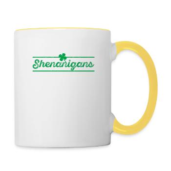 Let the Shenanigans begin St Patrick's - Contrasting Mug - white/yellow - Right