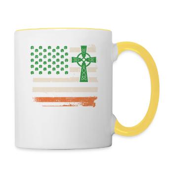 Ireland Clover ST PATRICKS DAY Cross Irish - Contrasting Mug - white/yellow - Right