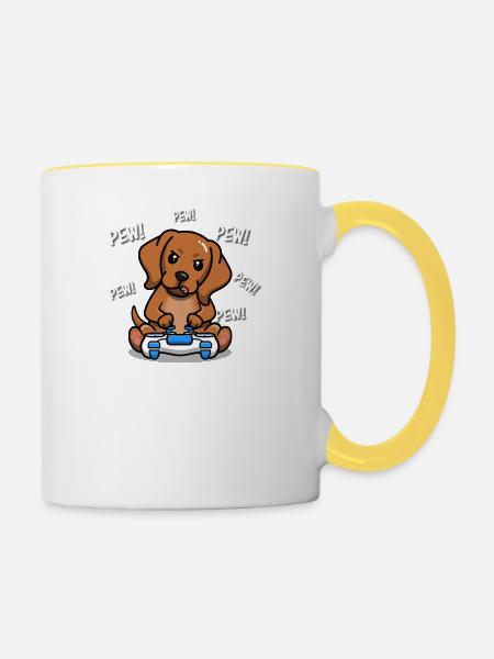 Rhodesian Ridgeback - Tasse zweifarbig - Weiß/Gelb