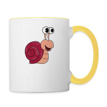 Schnecken machen mich glücklich - Tasse zweifarbig - Weiß/Gelb - Rechts