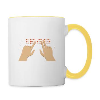 Je sens ce que vous dites Cécité Points braille - Mug contrasté - blanc/jaune - Droite