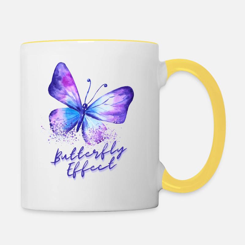 Effet papillon - Mug contrasté - blanc/jaune