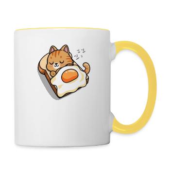 Orange Tabby Katze - Tasse zweifarbig - Weiß/Gelb - Rechts