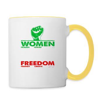 Women Life Freedom - Freedom for all women - Contrasting Mug - white/yellow - Right
