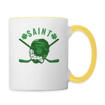 St. Patrick's Day Ice Hockey Clover Irish - Contrasting Mug - white/yellow - Right