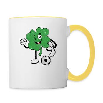 Football Clover Lucky Clover Irish St. Patrick - Contrasting Mug - white/yellow - Right
