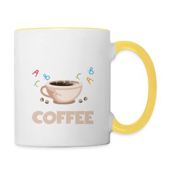 English Teacher Powered By Coffee Language Grammar - Contrasting Mug - white/yellow - Right