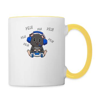 Schwarzes Meerschweinchen - Tasse zweifarbig - Weiß/Gelb - Rechts