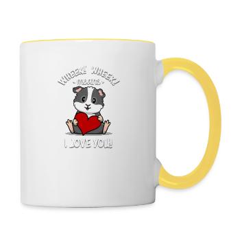 Schwarz-Weißes Meerschweinchen - Tasse zweifarbig - Weiß/Gelb - Rechts