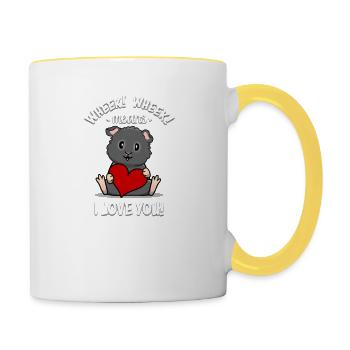Schwarzes Meerschweinchen - Tasse zweifarbig - Weiß/Gelb - Rechts