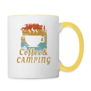 Camping and Coffee - Contrasting Mug - white/yellow - Right