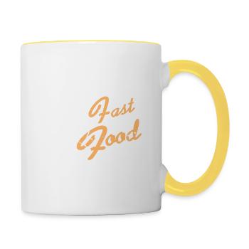 Fast Food Retro Funny Archery Hunting Designs - Contrasting Mug - white/yellow - Right