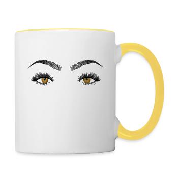Augen - Tasse zweifarbig - Weiß/Gelb - Rechts