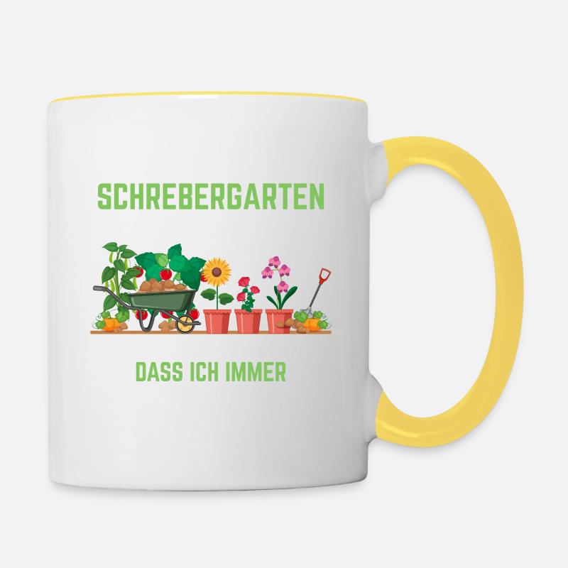 Ich Habe Einen Schrebergarten - Tasse zweifarbig - Weiß/Gelb
