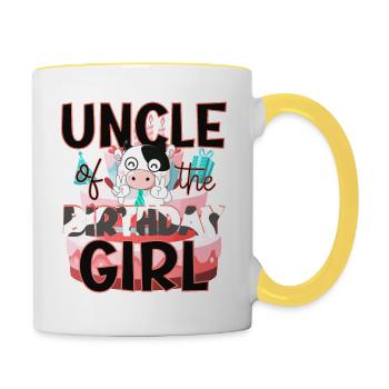 Uncle of The Birthday Girl Cow Matching Family - Contrasting Mug - white/yellow - Right